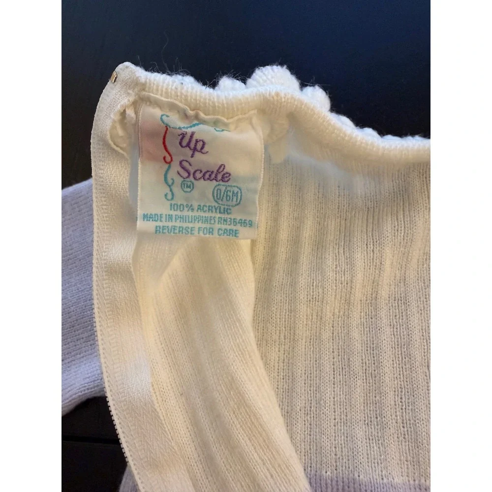 Up Scale Baby Chick Romper Size 0-6 Months Lilac/Cream Knit‎ Long Sleeve